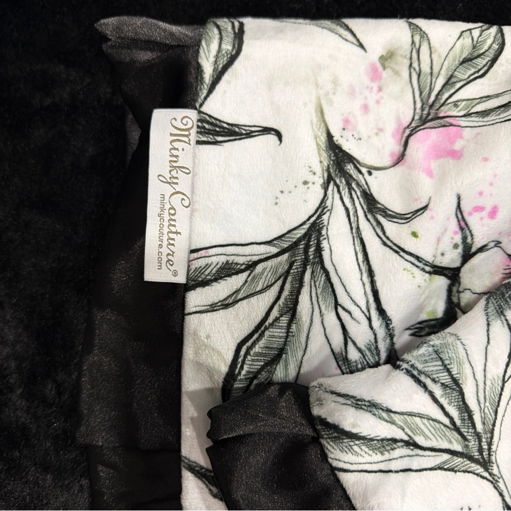 Minky Couture Floral Blanket with Black Trim baby blanket